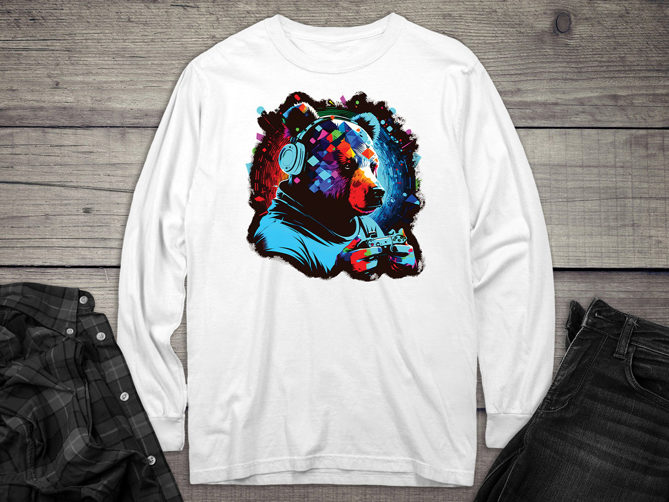 Gamer Bear Long Sleeve Tee
