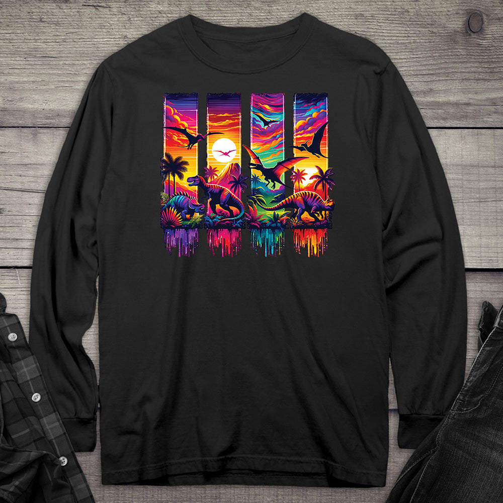 Colorful Dinosaurs Long Sleeve Tee