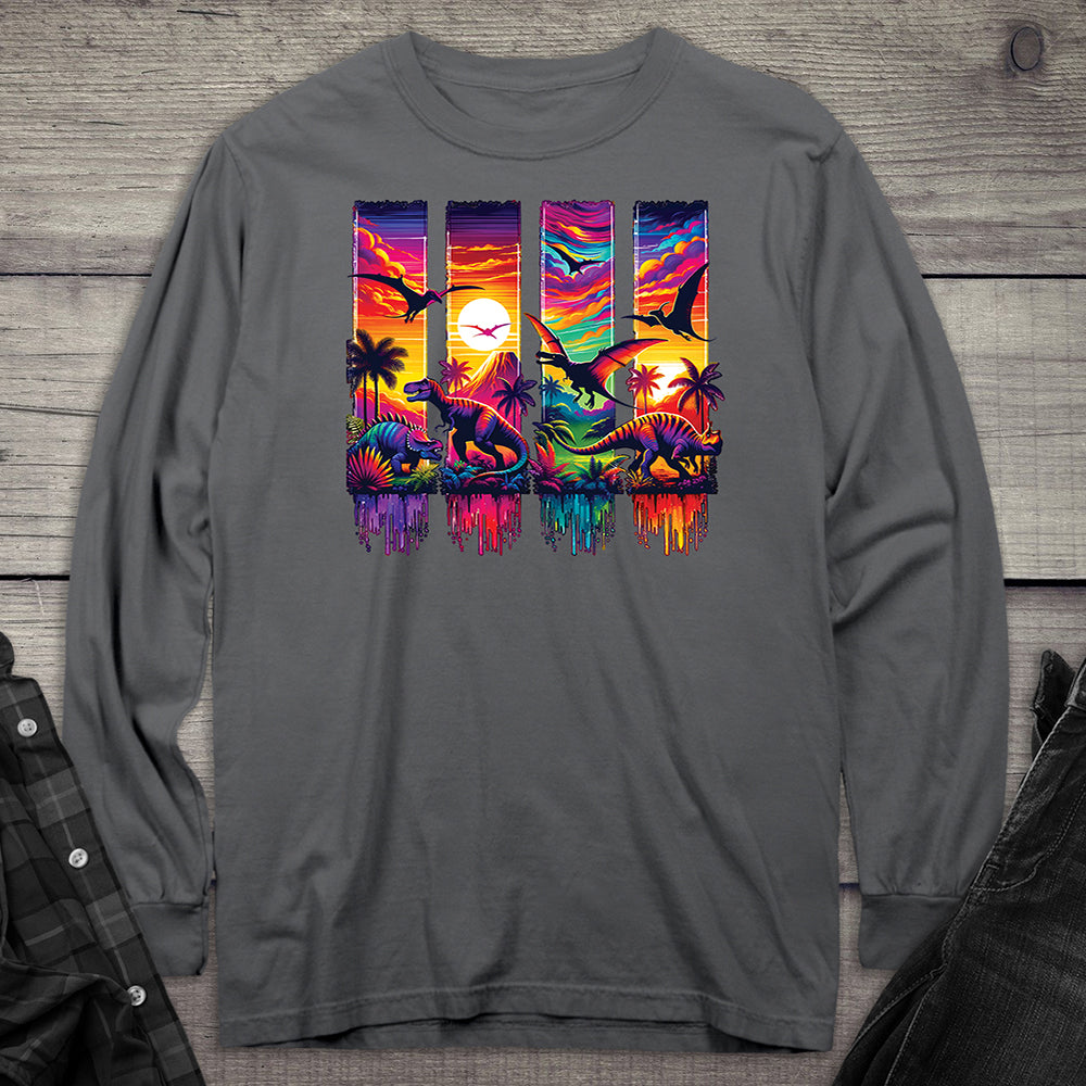 Colorful Dinosaurs Long Sleeve Tee