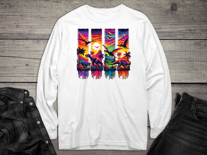 Colorful Dinosaurs Long Sleeve Tee