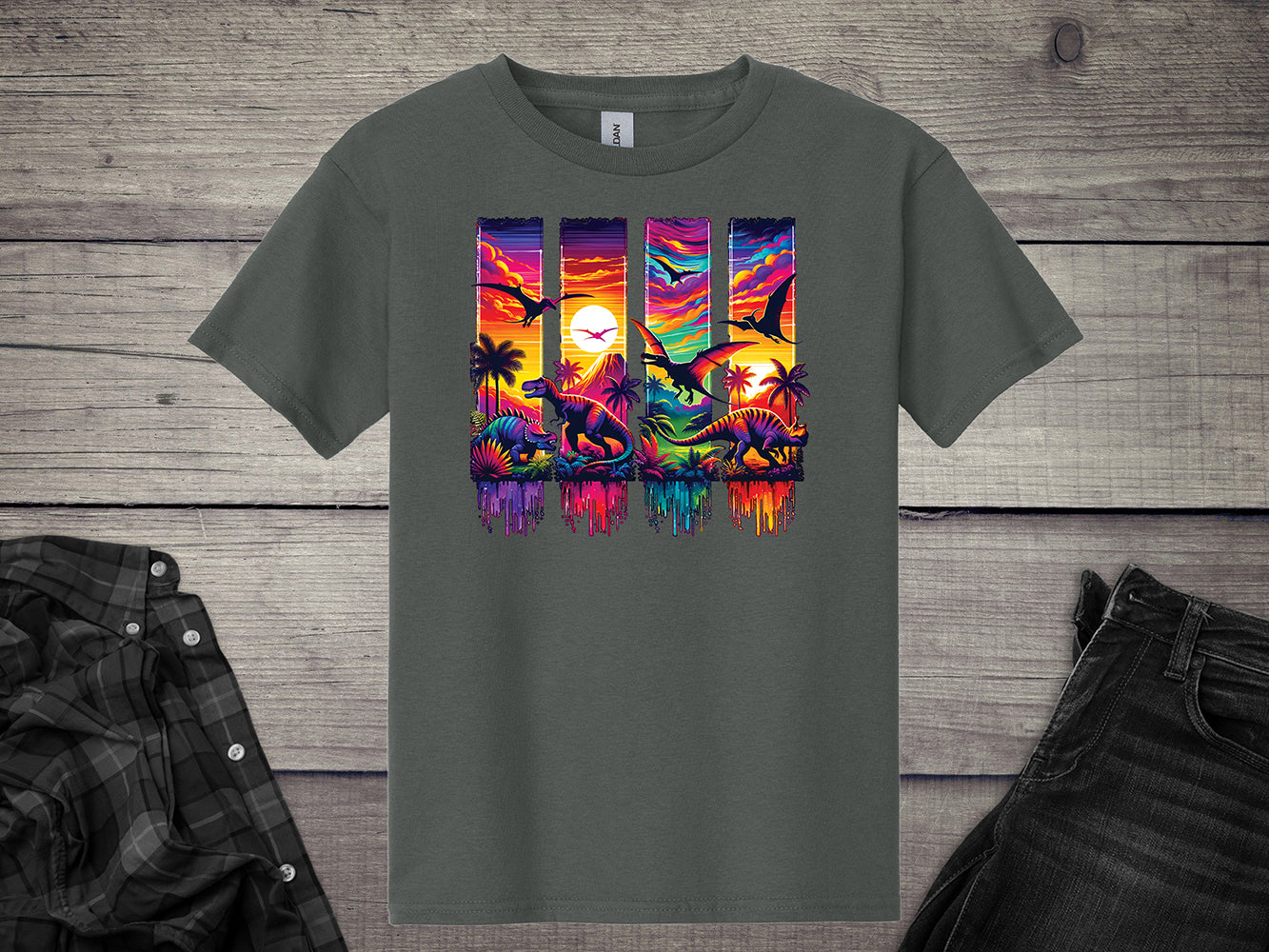 Colorful Dinosaurs Youth T-Shirt