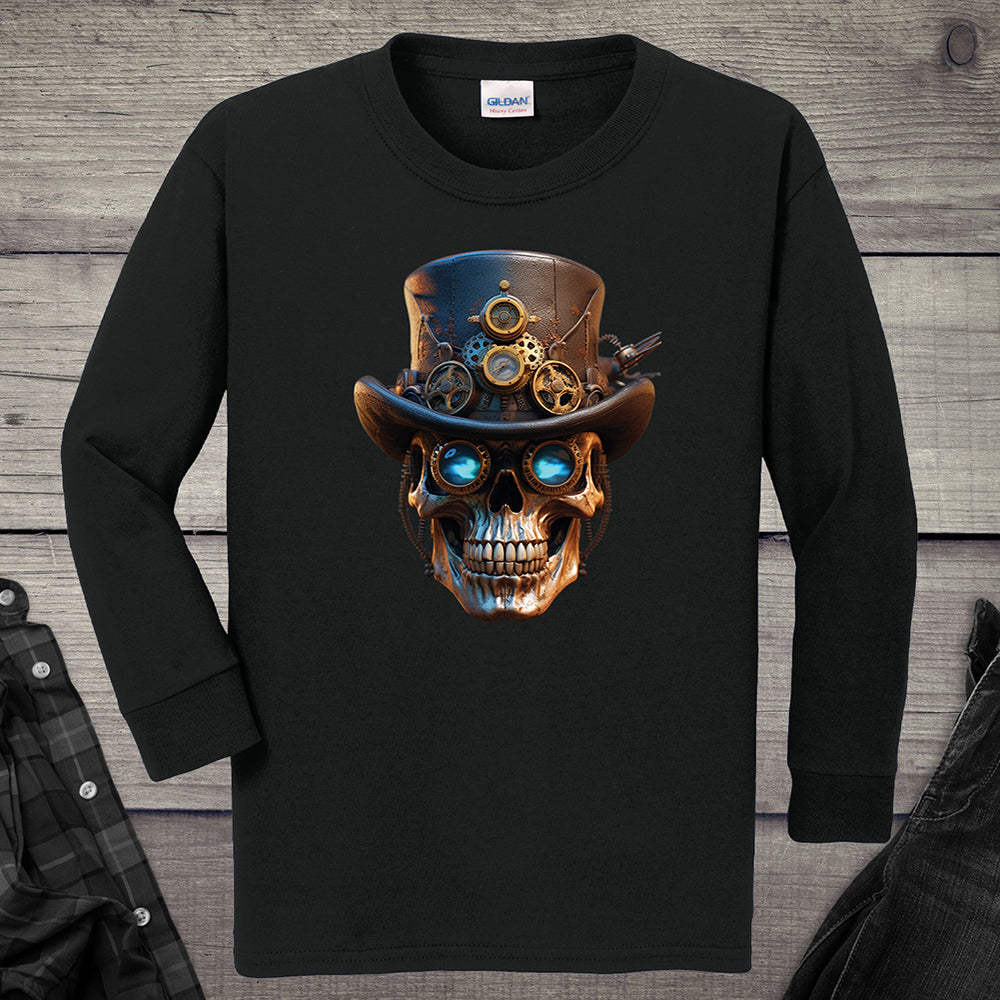 Steampunk Skull Youth Long Sleeve Tee