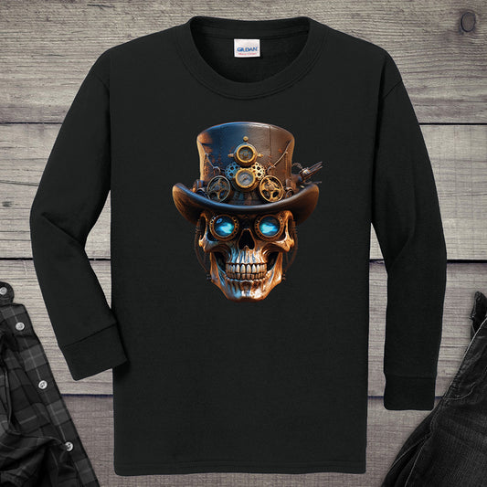 Steampunk Skull Youth Long Sleeve Tee