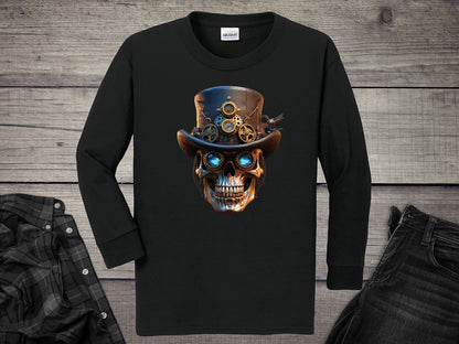Steampunk Skull Youth Long Sleeve Tee