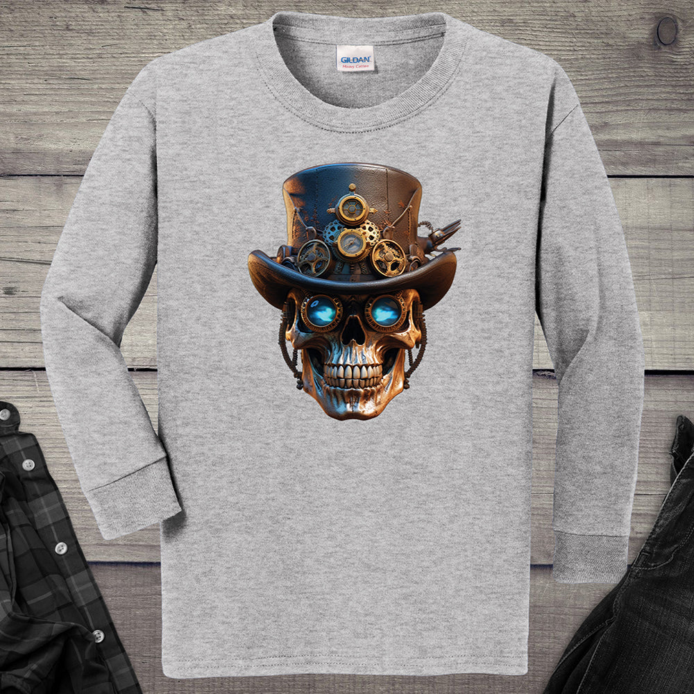 Steampunk Skull Youth Long Sleeve Tee