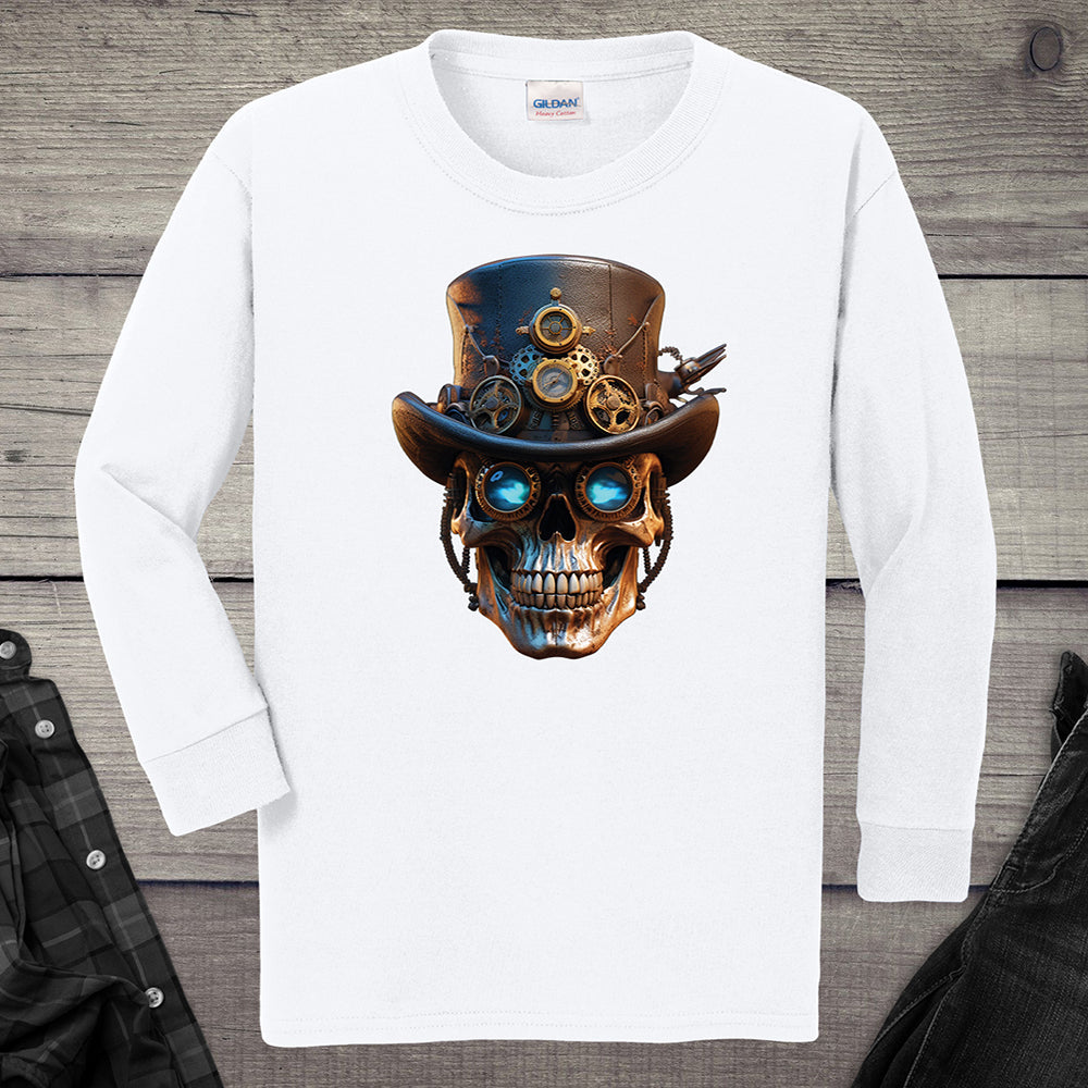 Steampunk Skull Youth Long Sleeve Tee