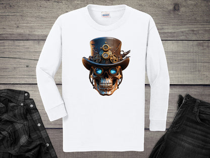 Steampunk Skull Youth Long Sleeve Tee