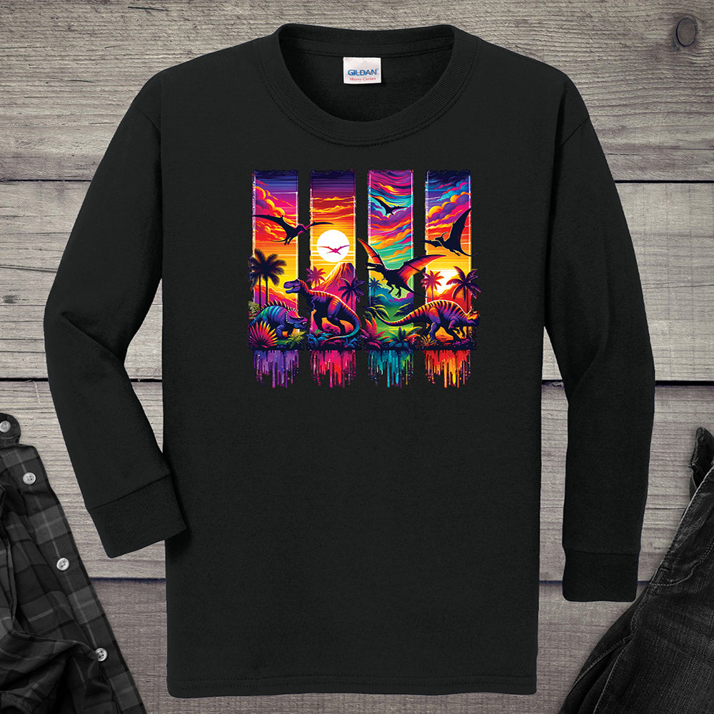 Colorful Dinosaurs Youth Long Sleeve Tee