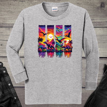 Colorful Dinosaurs Youth Long Sleeve Tee