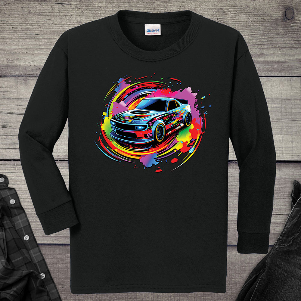 Car Swirl Youth Long Sleeve Tee