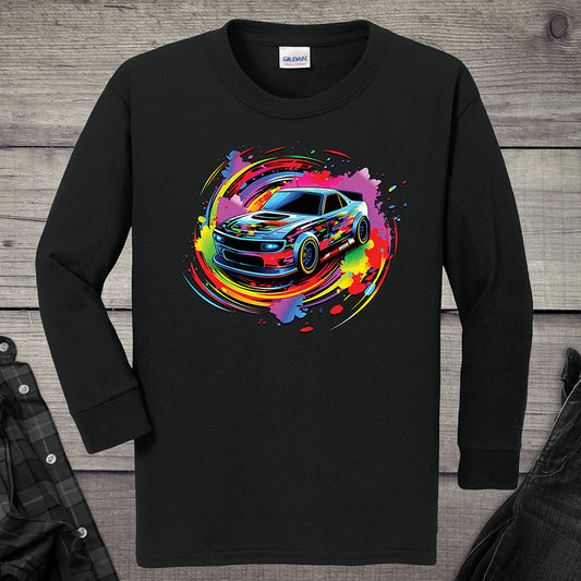Car Swirl Youth Long Sleeve Tee