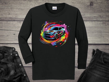 Car Swirl Youth Long Sleeve Tee