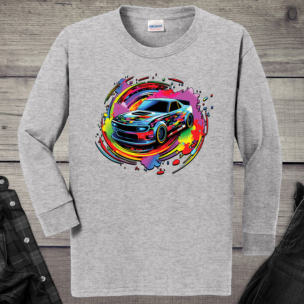 Car Swirl Youth Long Sleeve Tee