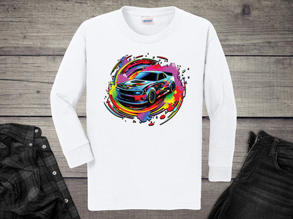 Car Swirl Youth Long Sleeve Tee