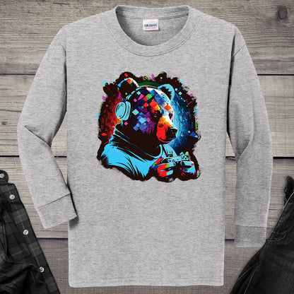 Gamer Bear Youth Long Sleeve Tee