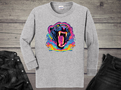 Colorful Panther Youth Long Sleeve Tee