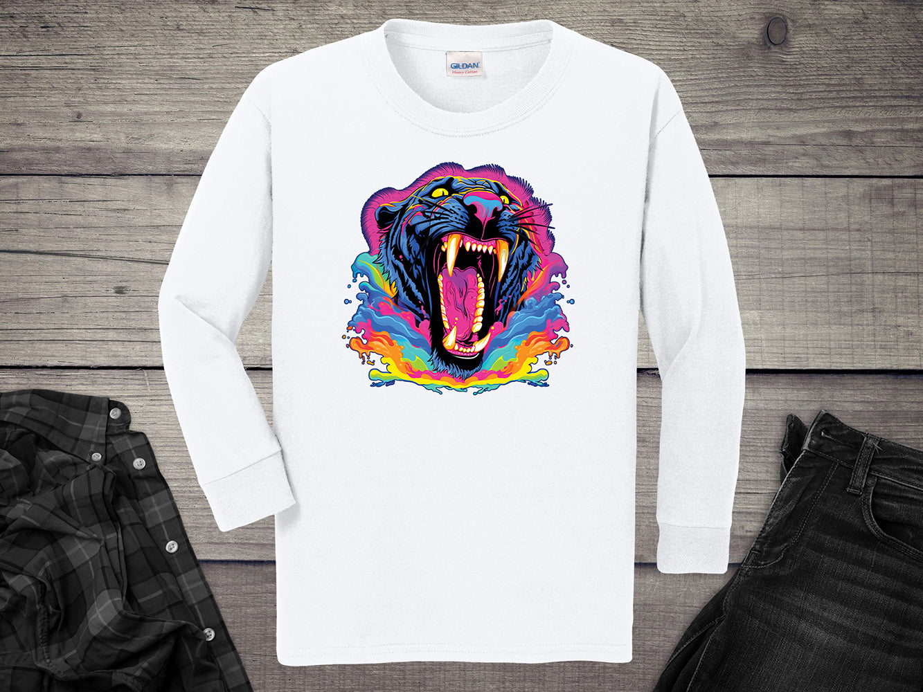 Colorful Panther Youth Long Sleeve Tee