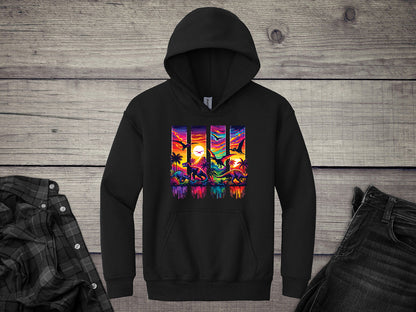Colorful Dinosaurs Youth Hoodie