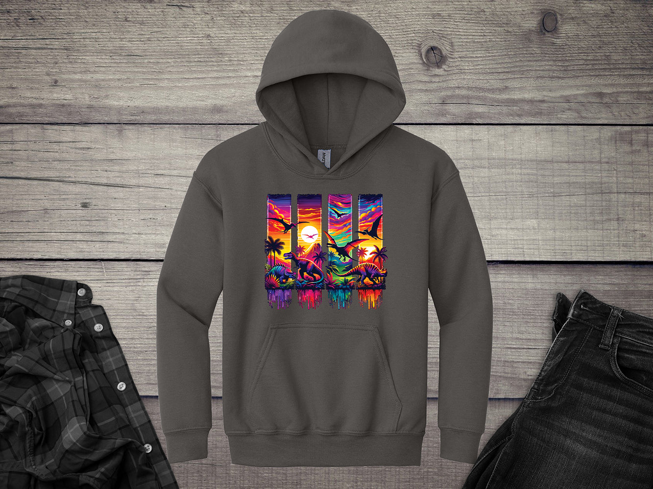 Colorful Dinosaurs Youth Hoodie