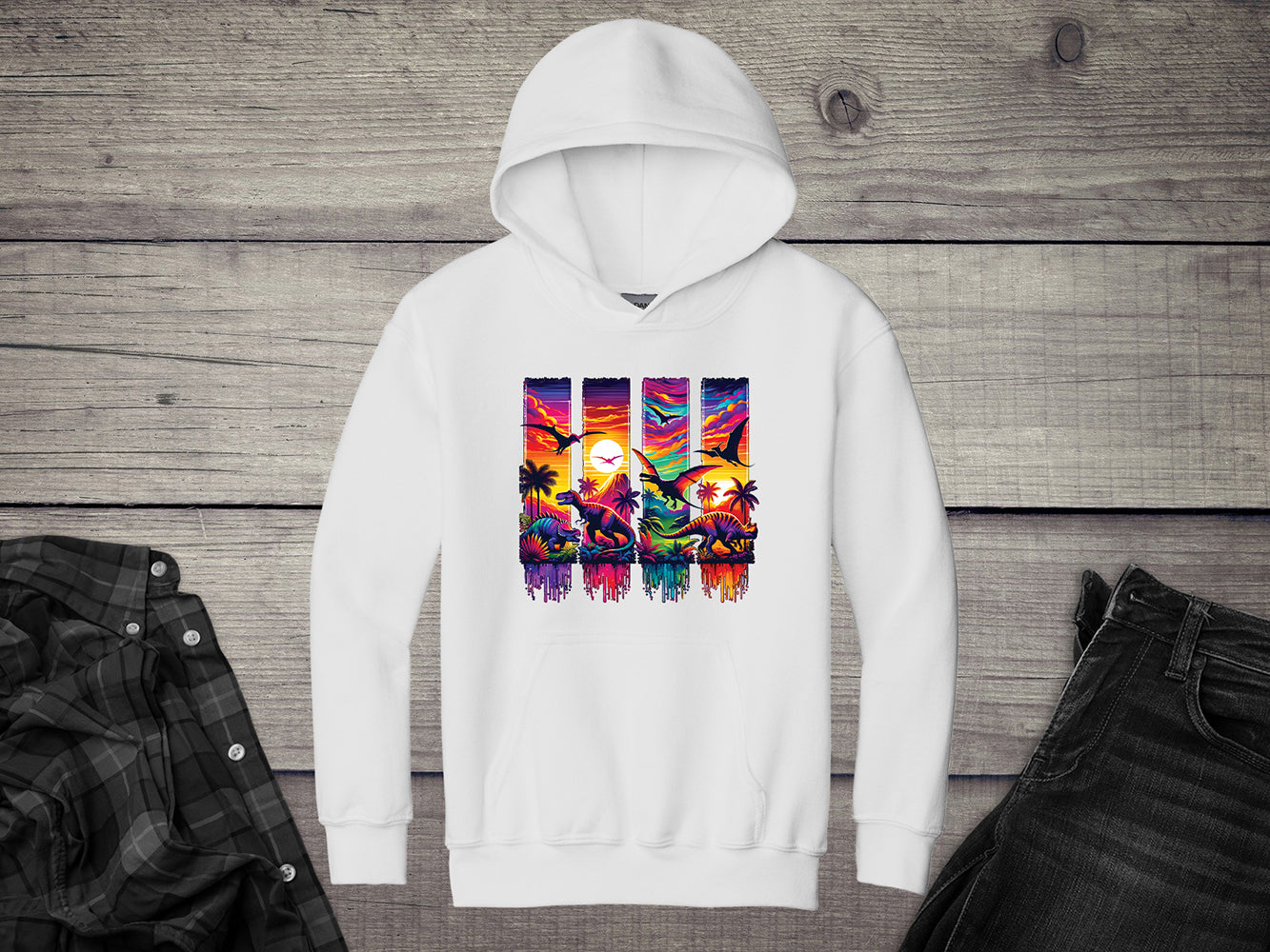 Colorful Dinosaurs Youth Hoodie