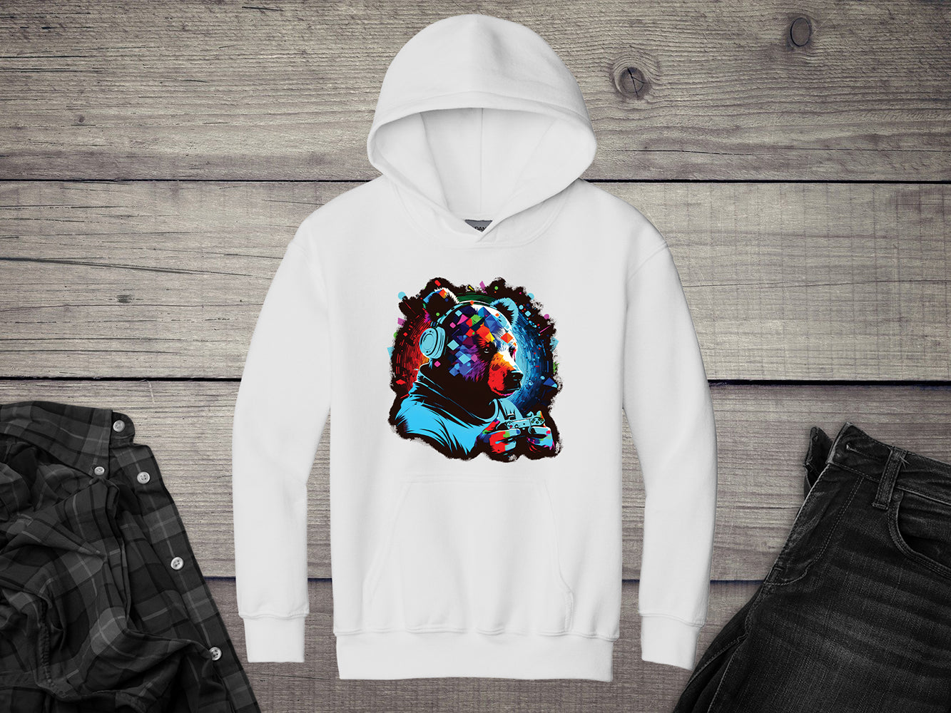 Gamer Bear Youth Hoodie
