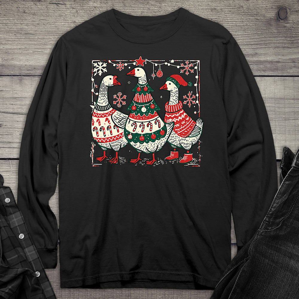 Christmas Geese Long Sleeve Tee