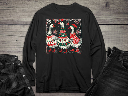 Christmas Geese Long Sleeve Tee