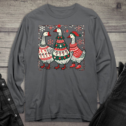 Christmas Geese Long Sleeve Tee