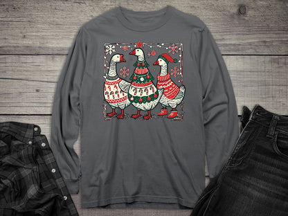 Christmas Geese Long Sleeve Tee