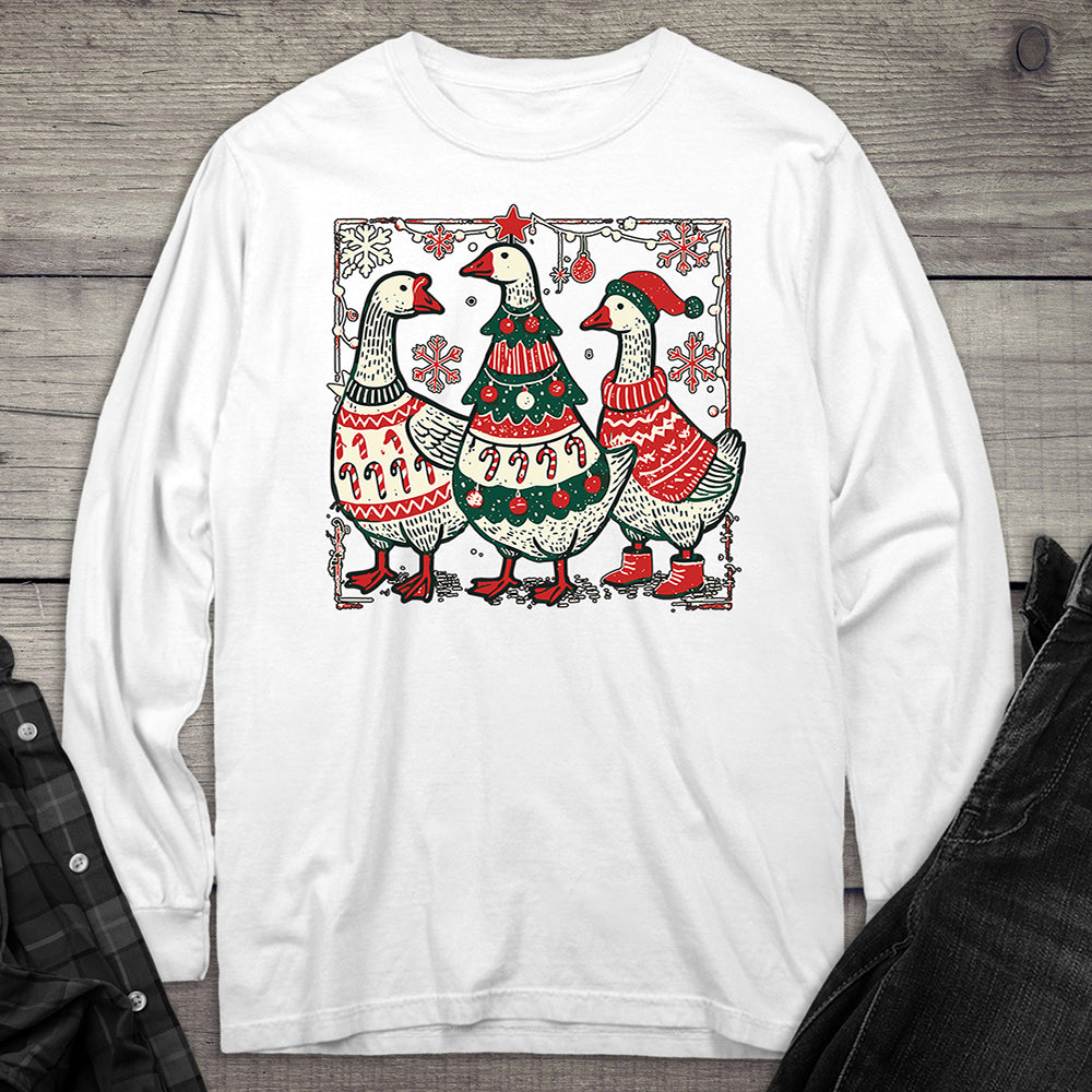 Christmas Geese Long Sleeve Tee