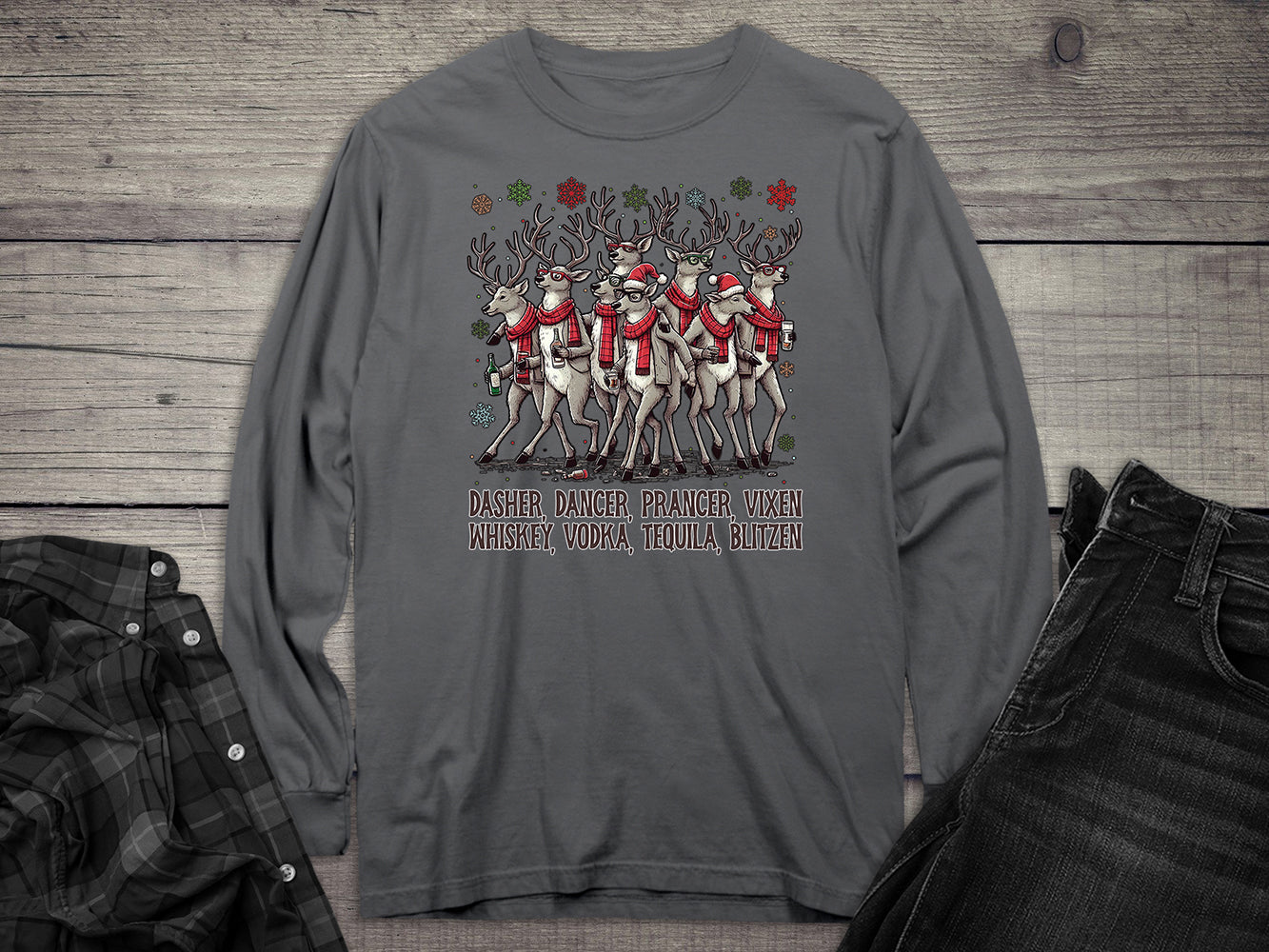 Reindeer Drinking Long Sleeve Tee