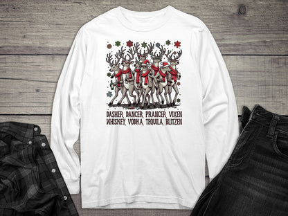 Reindeer Drinking Long Sleeve Tee