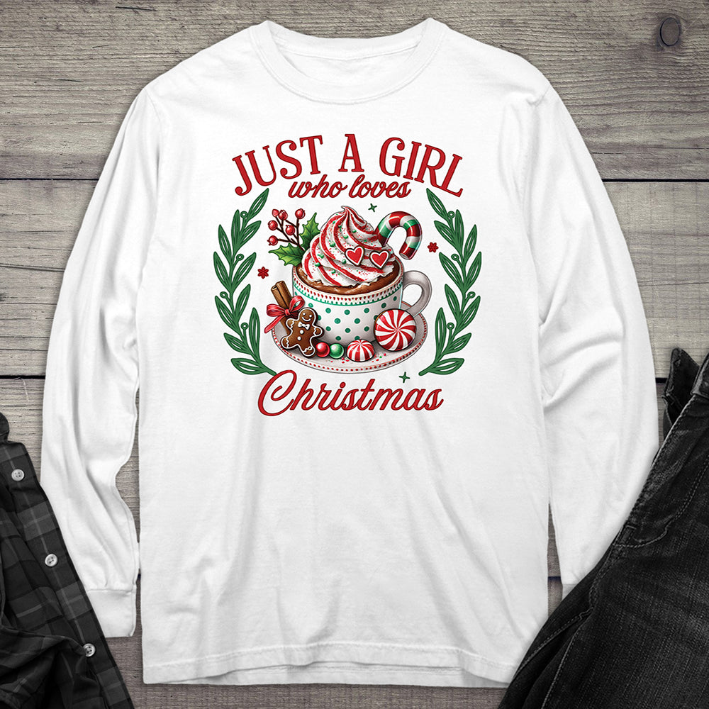 Girl Who Loves Christmas Cocoa Long Sleeve Tee
