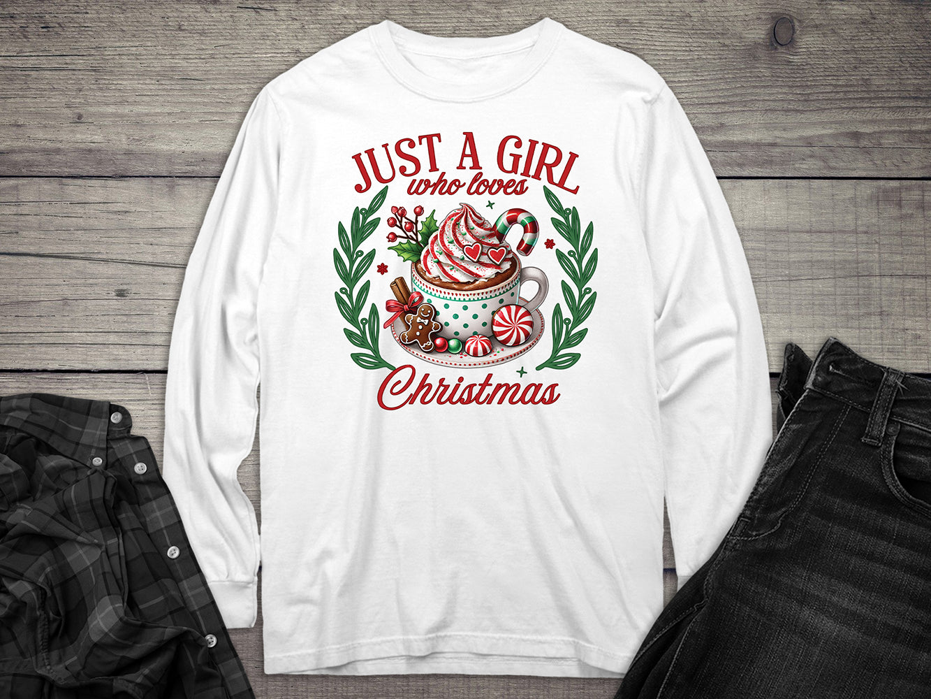 Girl Who Loves Christmas Cocoa Long Sleeve Tee