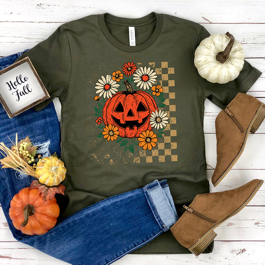 Flower Jack-O-Lantern Ladies T-Shirt