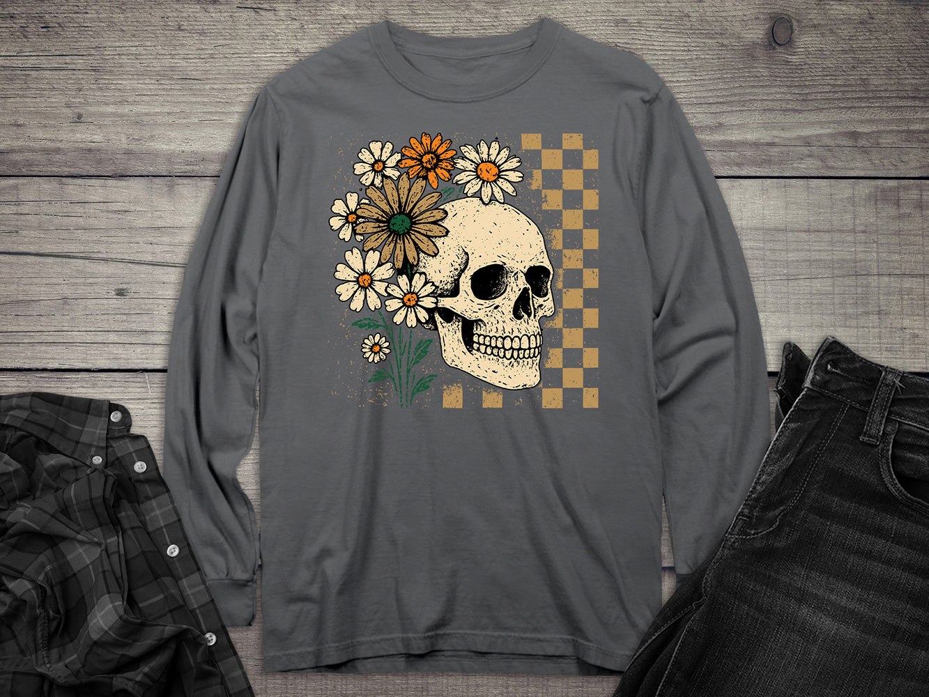 Flower Skull Long Sleeve Tee