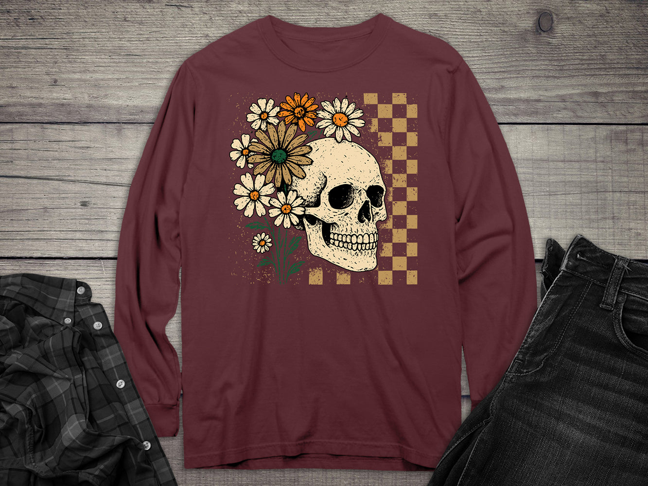 Flower Skull Long Sleeve Tee