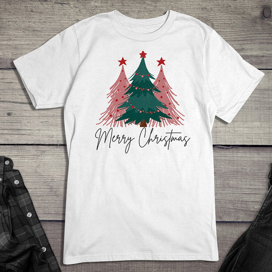Merry Christmas Pink Trees T-Shirt