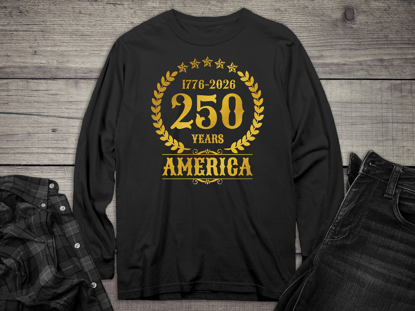 250 Years America Gold Long Sleeve Tee