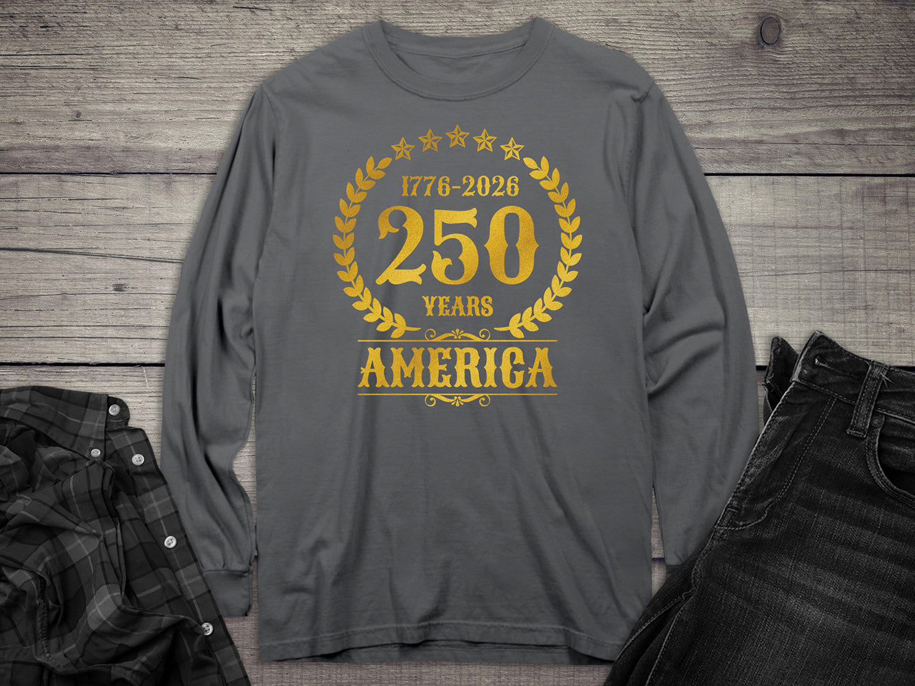 250 Years America Gold Long Sleeve Tee