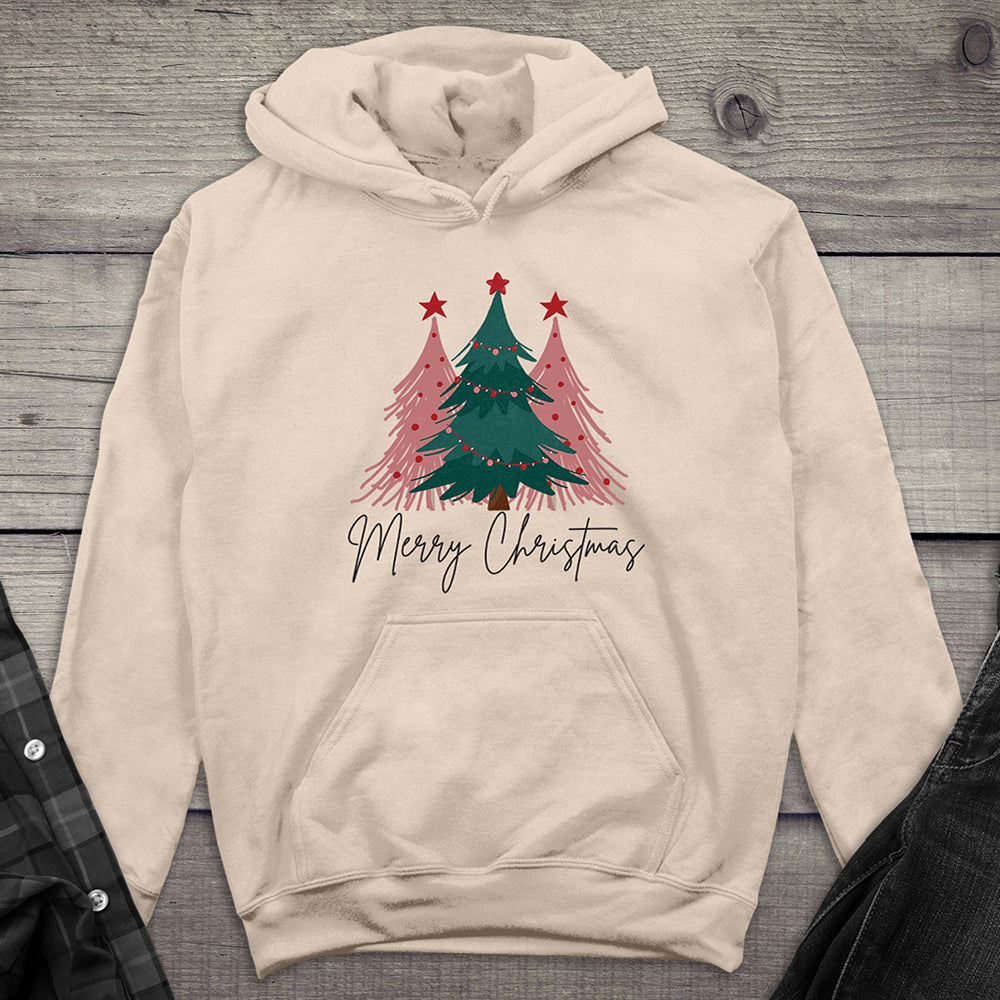 Merry Christmas Pink Trees Hoodie