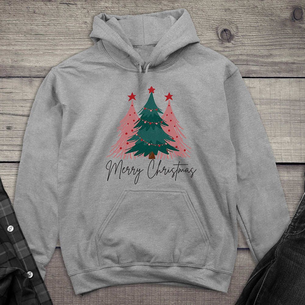 Merry Christmas Pink Trees Hoodie