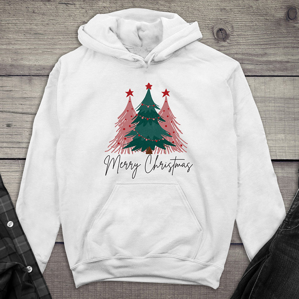 Merry Christmas Pink Trees Hoodie