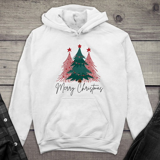 Merry Christmas Pink Trees Hoodie