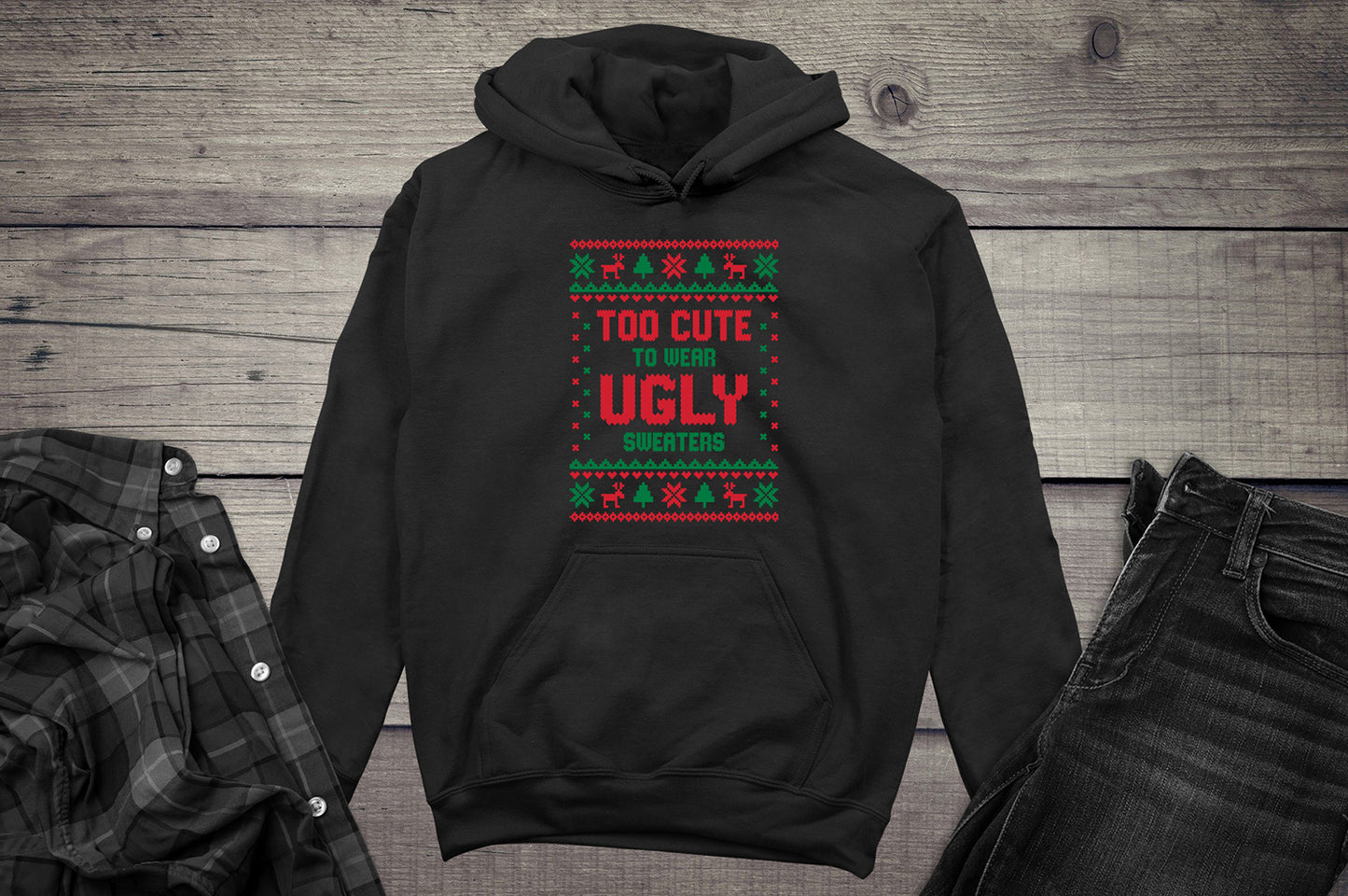 Too Cute Christmas Sweater Hoodie