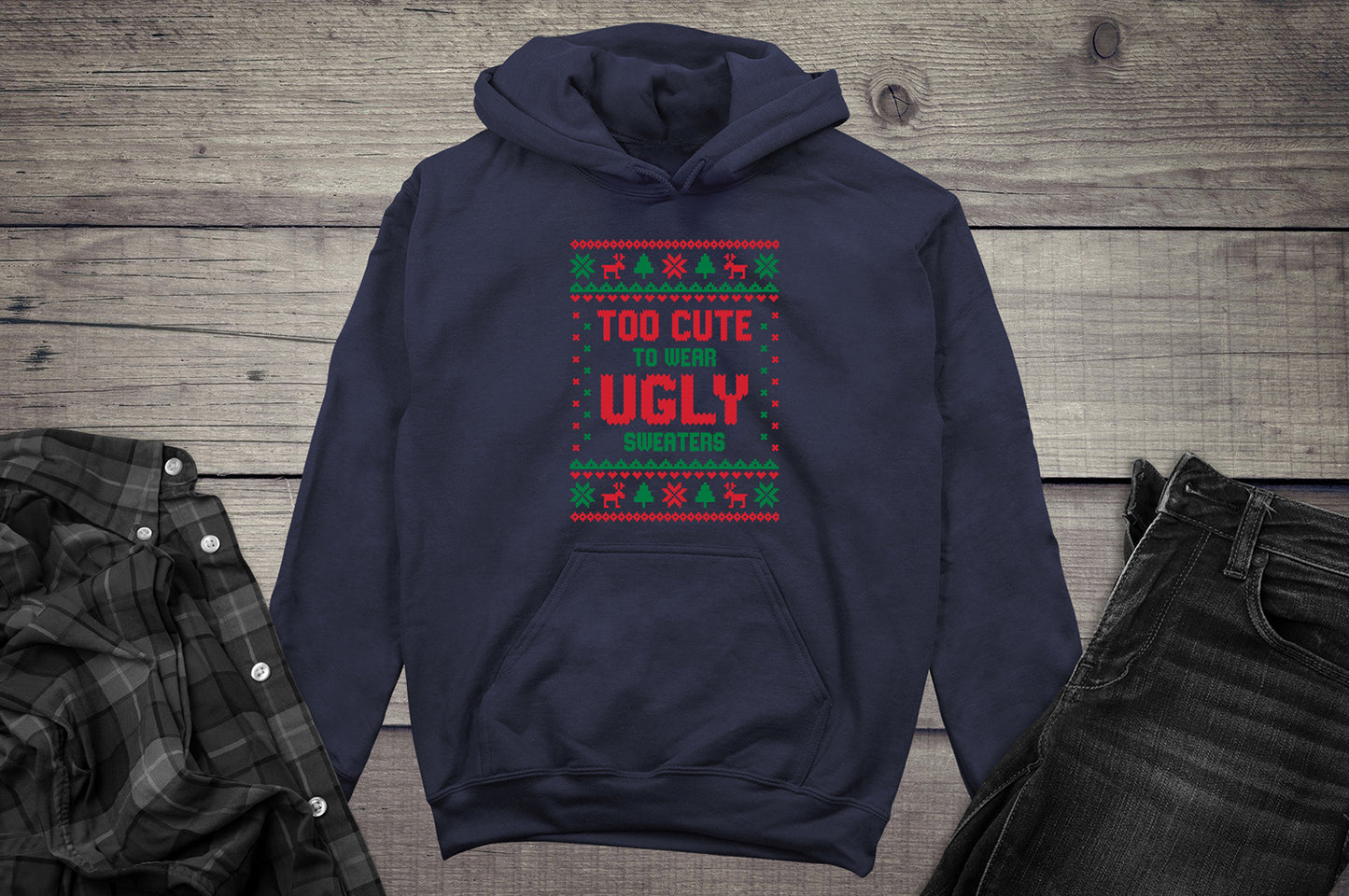 Too Cute Christmas Sweater Hoodie