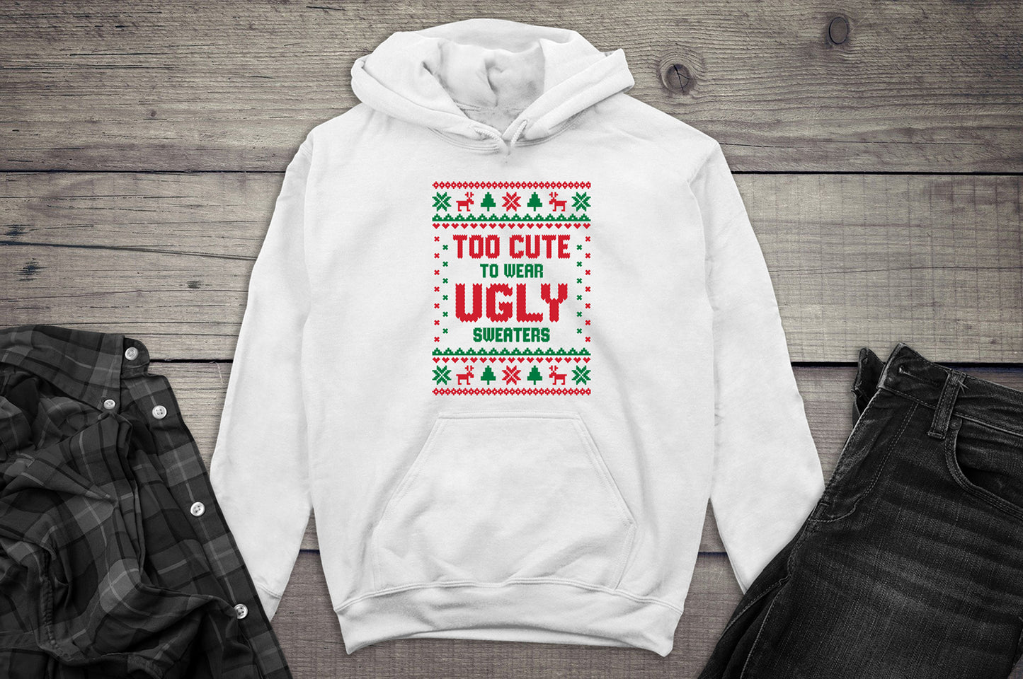 Too Cute Christmas Sweater Hoodie
