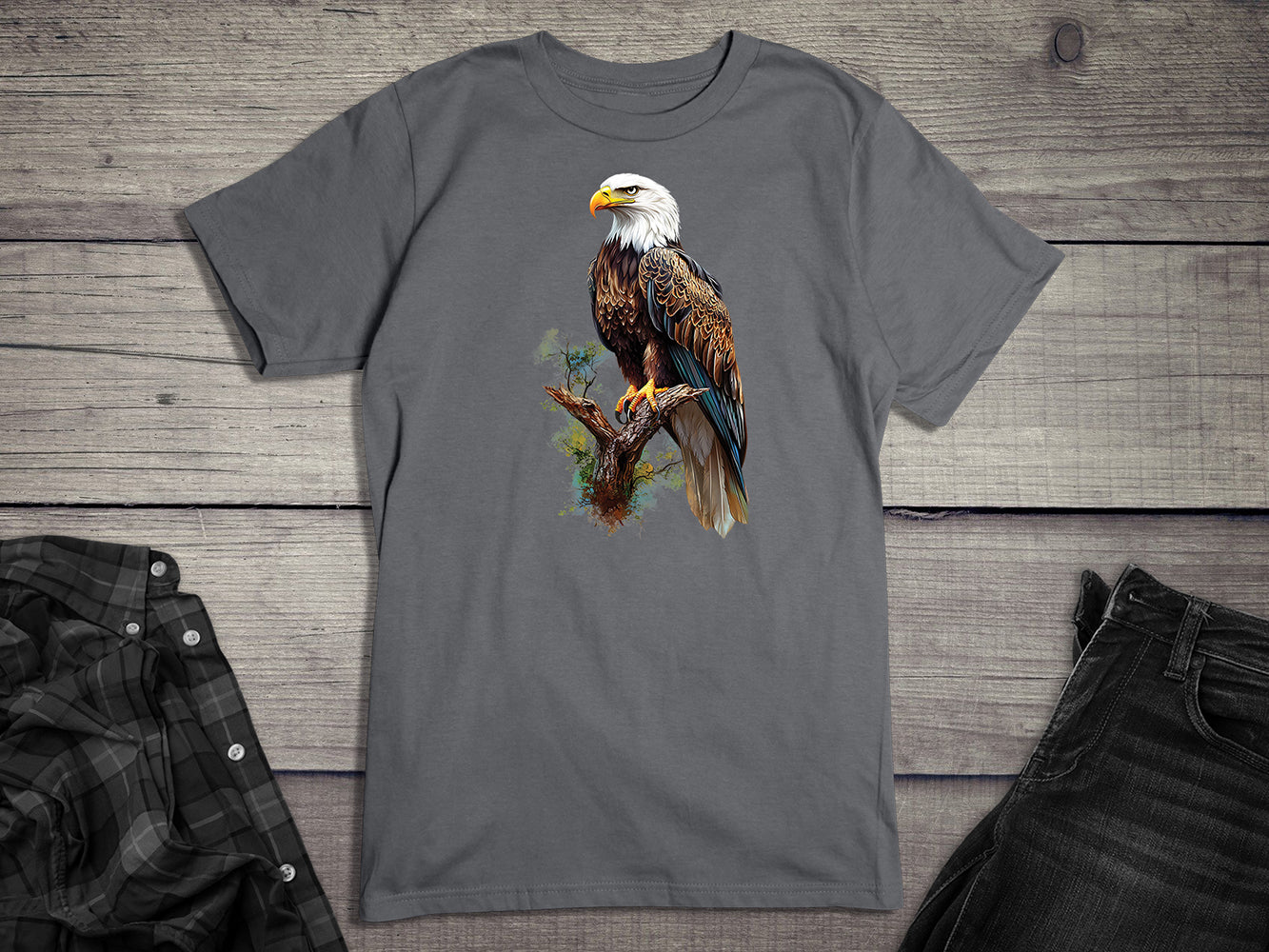 Watercolor Eagle Perch T-Shirt
