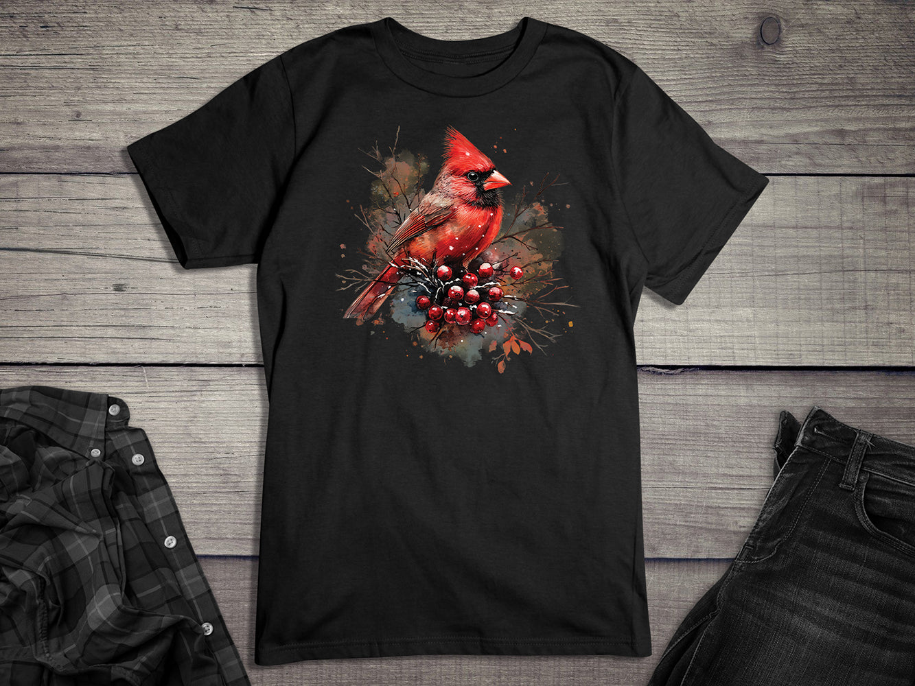 Winter Watercolor Cardinal T-Shirt