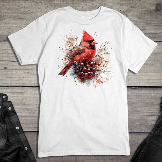 Winter Watercolor Cardinal T-Shirt